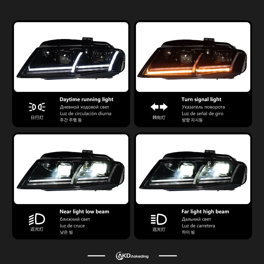 Car Lights for Audi A4 A4L B8 LED Headlight 2009-2012 B8 Head Lamp Drl Projector Lens Automotive Accessories