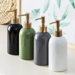 420ml Solid Color Simple Style Ceramic Soap Dispenser Sub-Bottle Hand Soap Empty Bottle Suitable For Kitchen Toilet Hotel Home