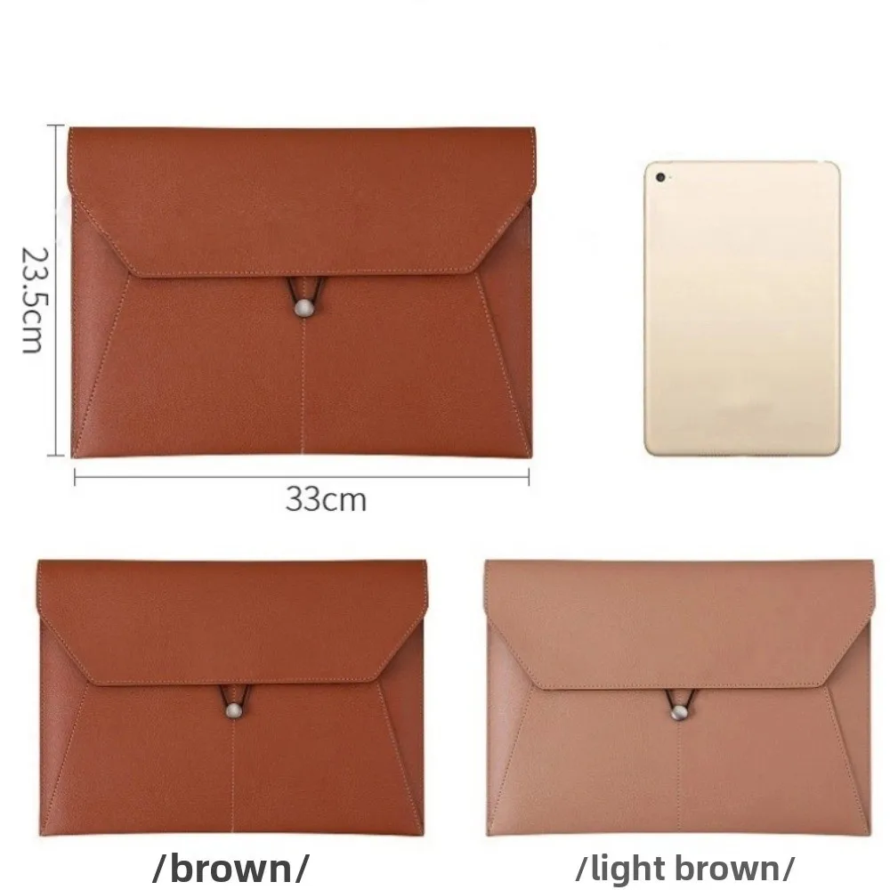 Portable Leather A4 File Bag Thickened Large Capacity Document Bag Business with Rope Buckle Clamping Folder For Office Use