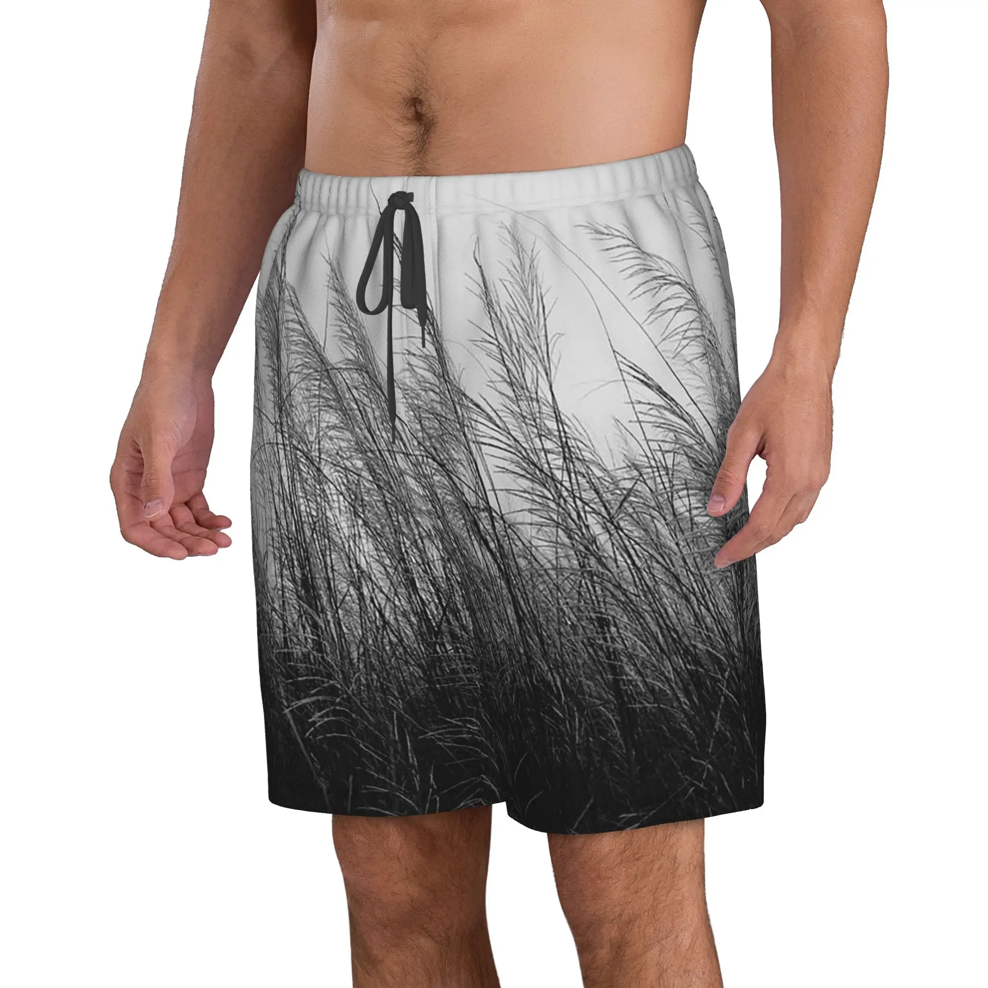 Artistic Reeds And Grasses Painting Trunks Beach Board Shorts Casual Quick Dry Swimming Summer Men Pants