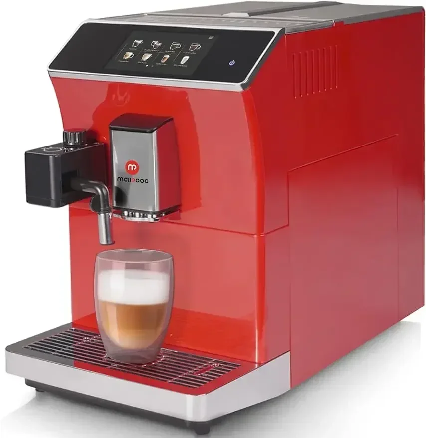 Mcilpoog Super Automatic Espresso Coffee Machine,Fully   Machine With Grinder, Easy To Use Touch Screen