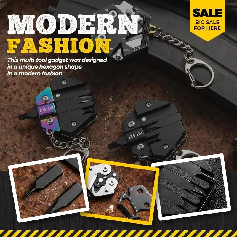 Multifunktionales Sechseck-Münzwerkzeug für den Außenbereich, EDC-Werkzeug, klappbares Münzmesser, Schlüsselanhänger, Schraubendreher, Taschenwerkzeug, Mini-Klappwerkzeug – Detail 8