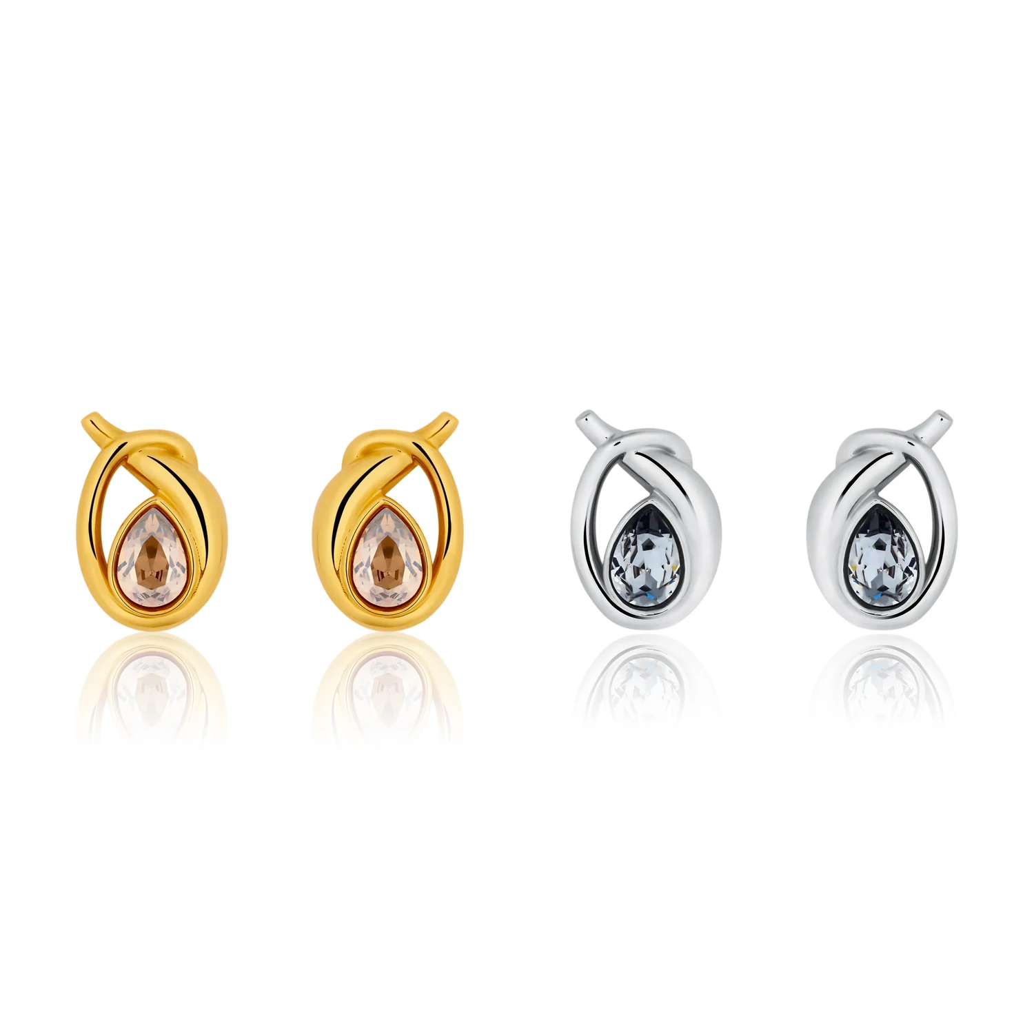 

Os New Fashion Daily Commute Knotted Rhinestone Stud Earrings, Twisted Ring Teardrop Ear Jewelry for Women