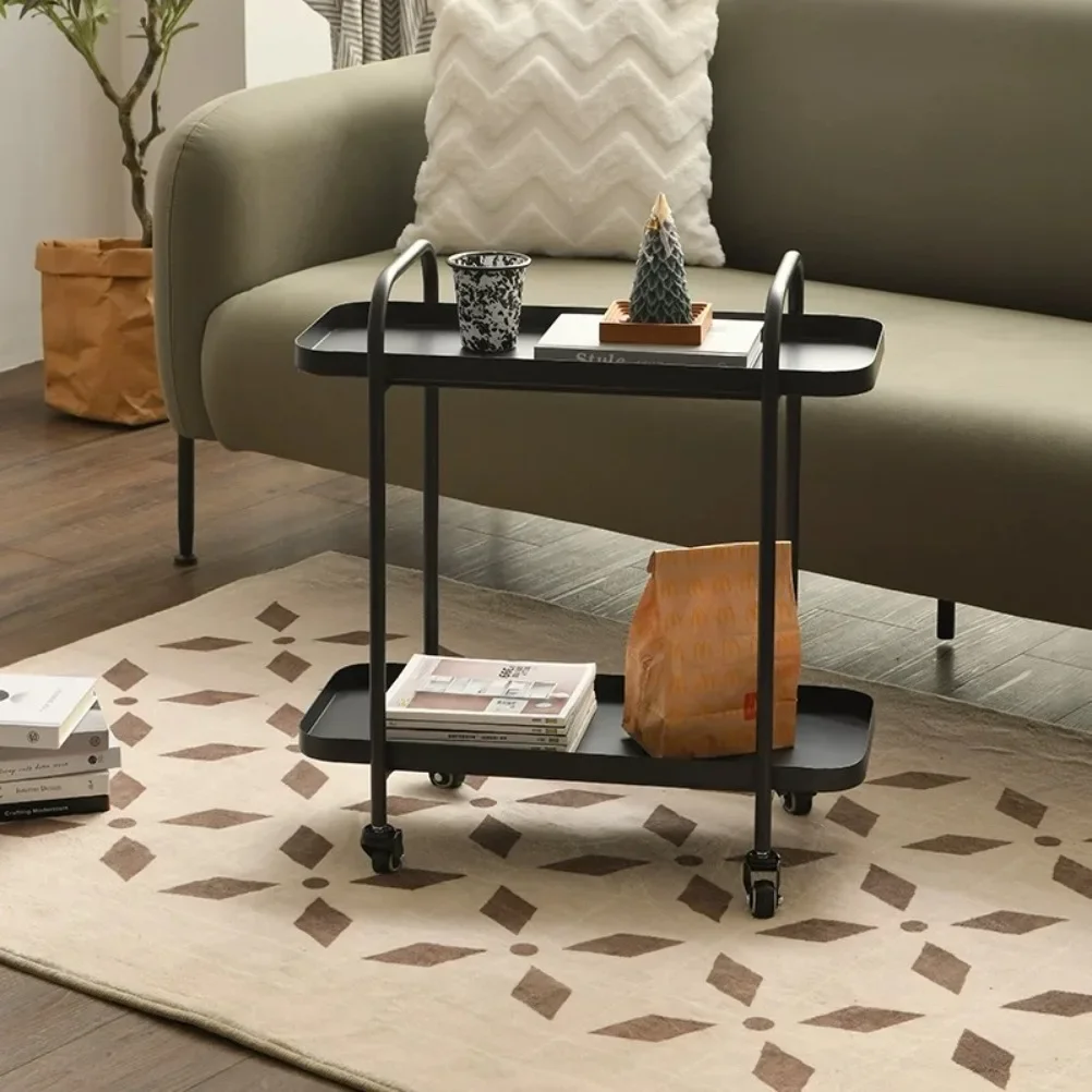Nordic Small Cart Sofa Side Table Movable Small Coffee Table Living Room Modern and Simple Bedroom Storage Rack Side Table image 2