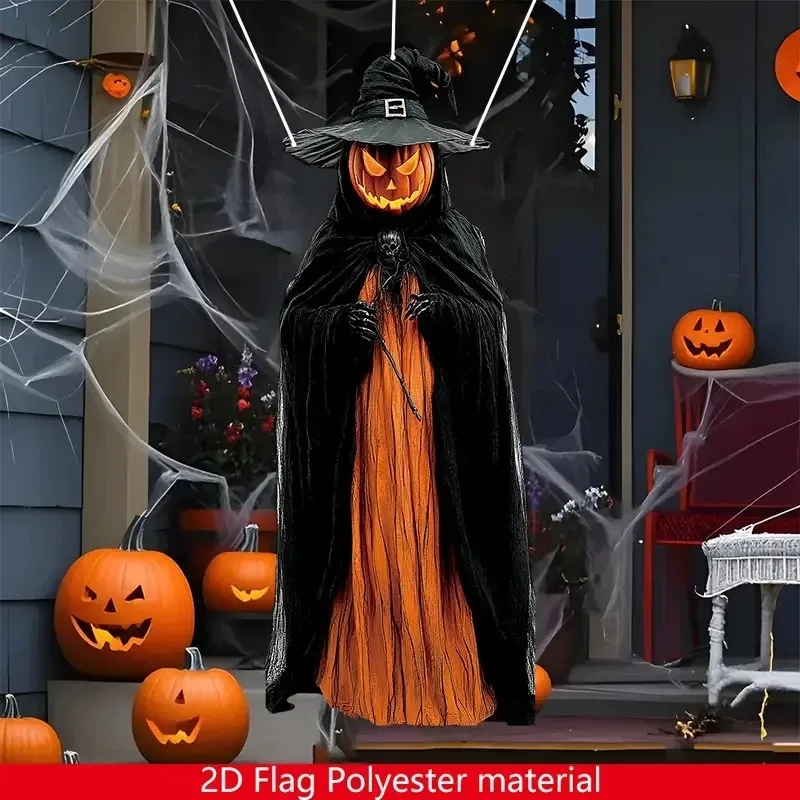 

2D Halloween Horror Evil Pumpkin Man hanging Background Cloth Atmosphere Indoor and Outdoor Decoration Supplies