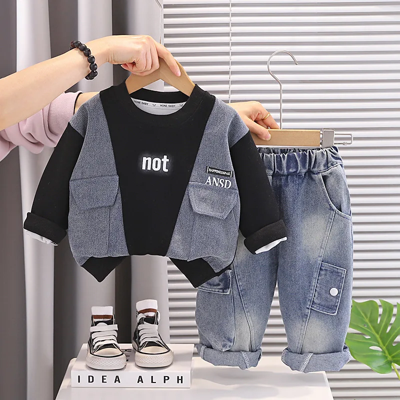 

Новая весенне-осенняя одежда для маленьких девочек, костюм, детская футболка с длинными рукавами, брюки, 2 шт./компл., комплект одежды для маленьких мальчиков, детские спортивные костюмы