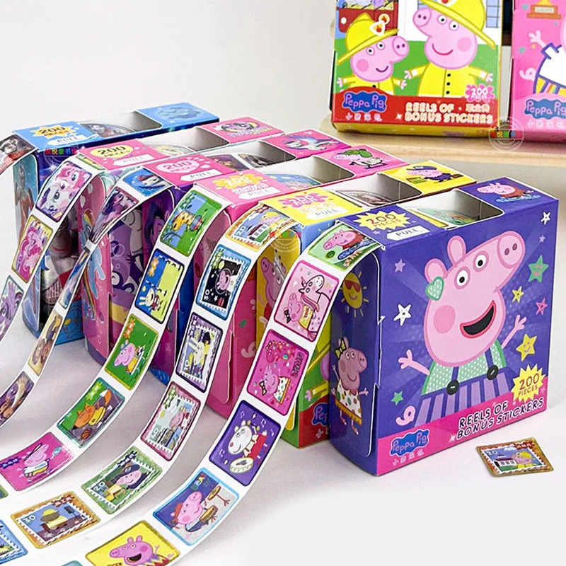 Kawaii Hasbro Peppa Pig Stickers Cute DIY Roll Stickers for Children Handbooks Materials Children's Toys Festival Gifts