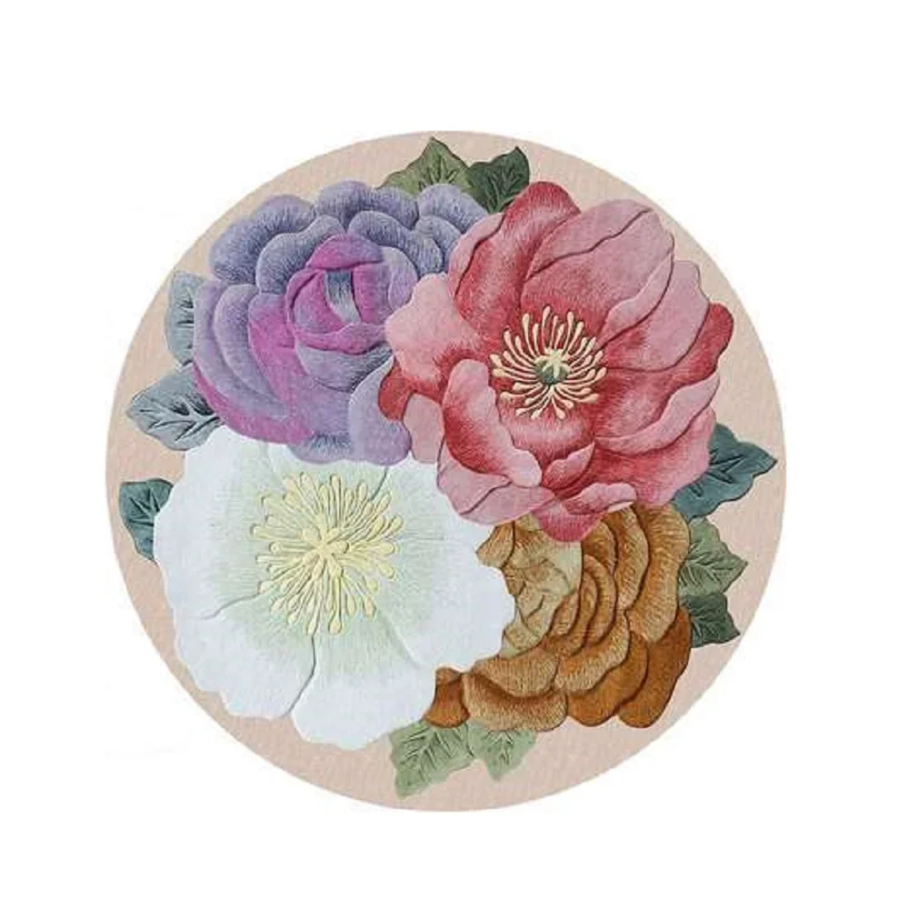 

Floral Pattern Round Rug Carpets for Living Room Bedroom Non Slip Office Chair Tatami Floor Mats Flower Balcony Home Round Rugs