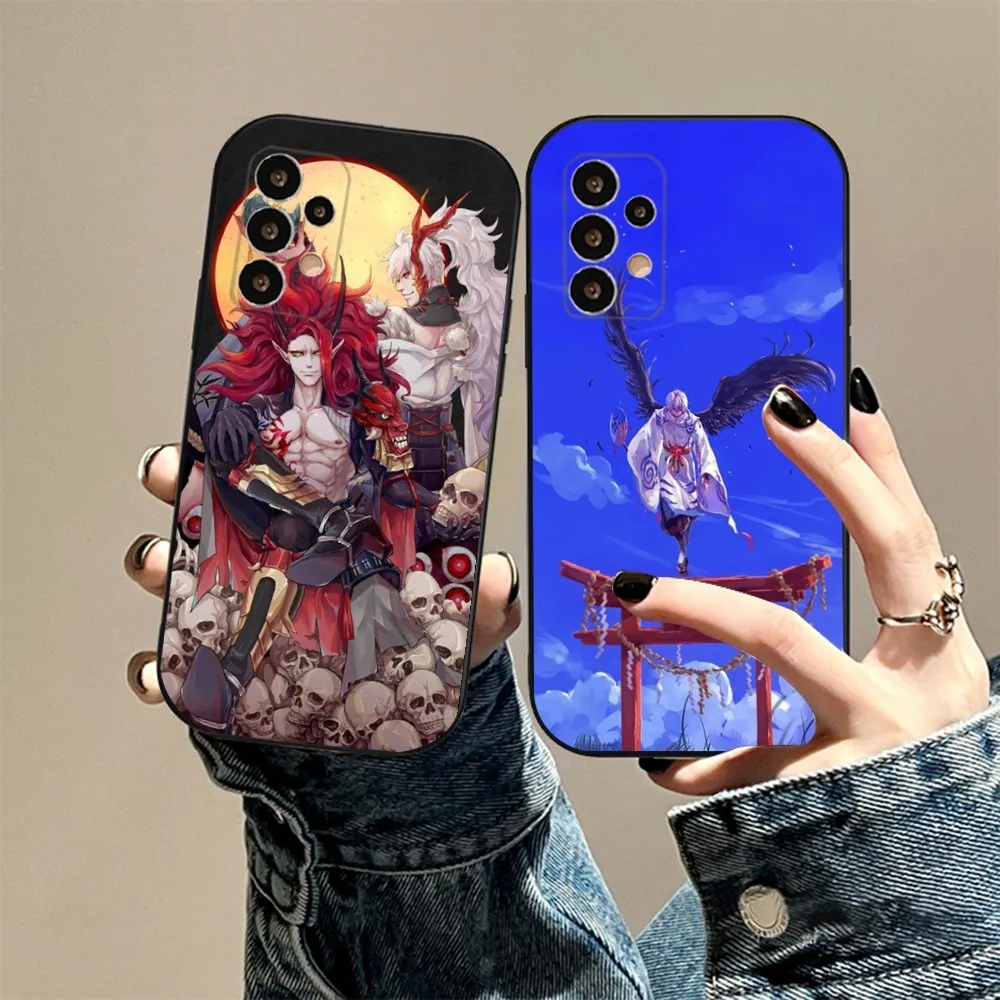 Cartoon Onmyoji Phone Case For Samsung S24,23,23,22,30,21,10,9,Note20 Ultra,Lite,Ultra,5G,Plus,FE,Black Soft Case