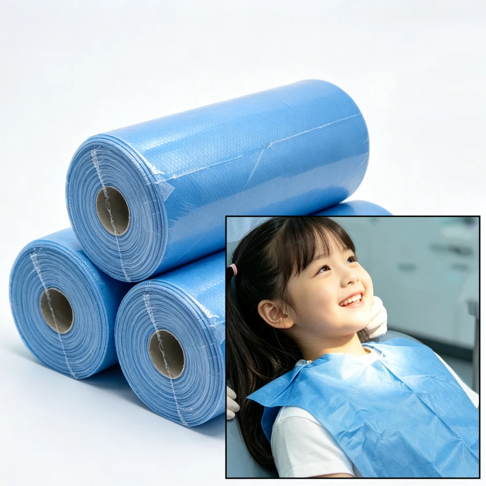 Disposable Waterproof Dental Bib 80Pcs Roll Patient Apron Neckerchief Scarf Towel Medical Dentistry Materials Pads