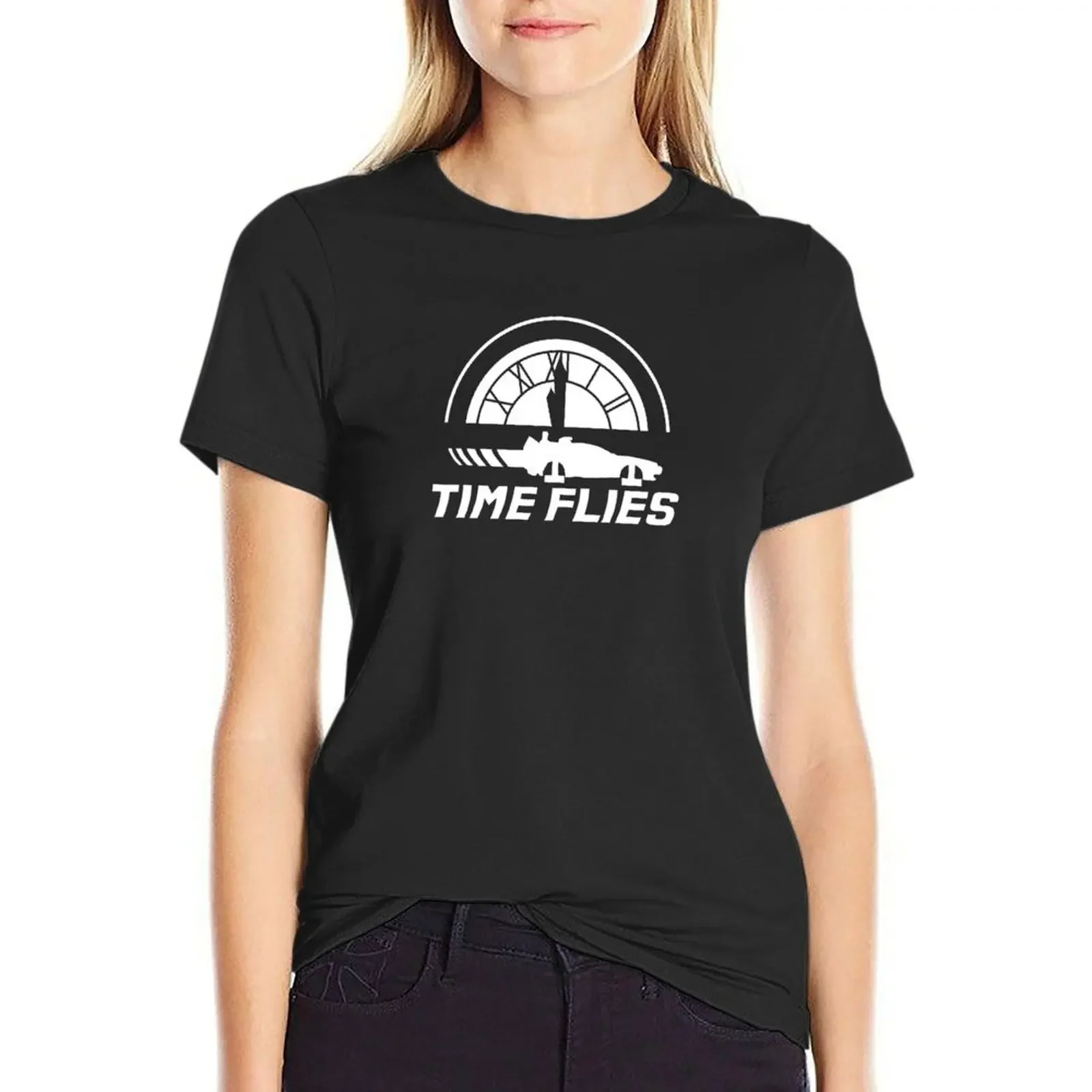 

Time Flies (Back to the Future) T-Shirt anime korean fashion summer top Summer Women's clothing