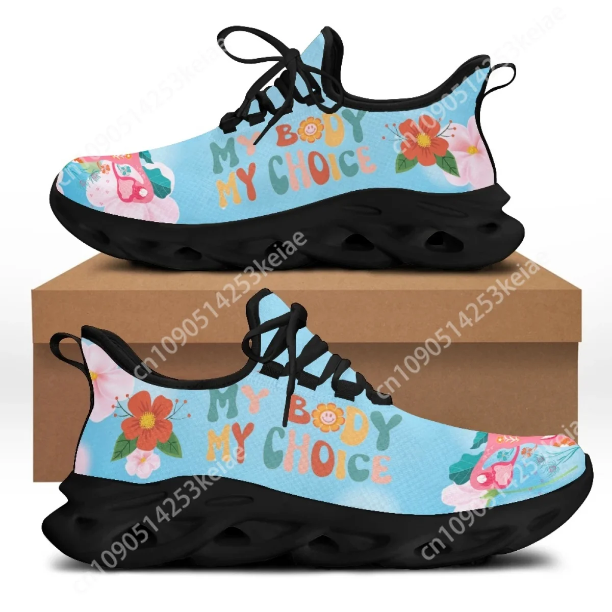 Custom Lightweight Mesh My body my choice Shoes Woman Sneakers Custom Design Spring Lace-up Flat Footwear Ladies Flats Shoes