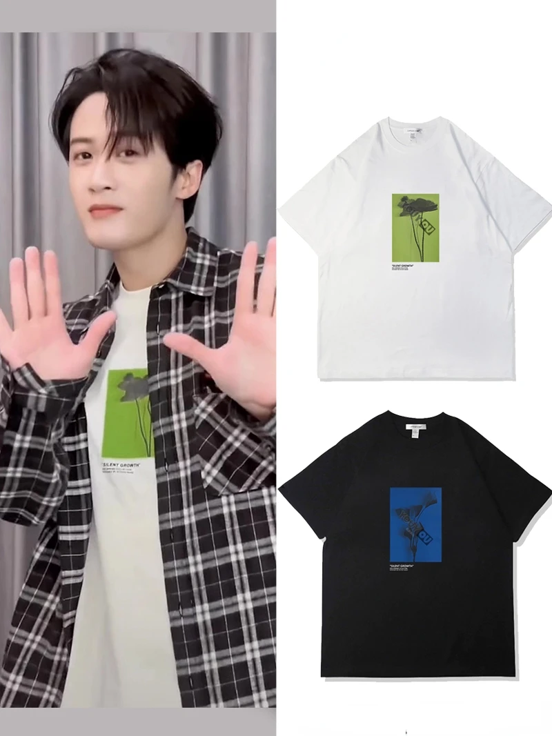 China Actor Tan Jian Ci T Shirt Fans Gift for Women and Men Loose Cotton Short Sleeve Top White Black