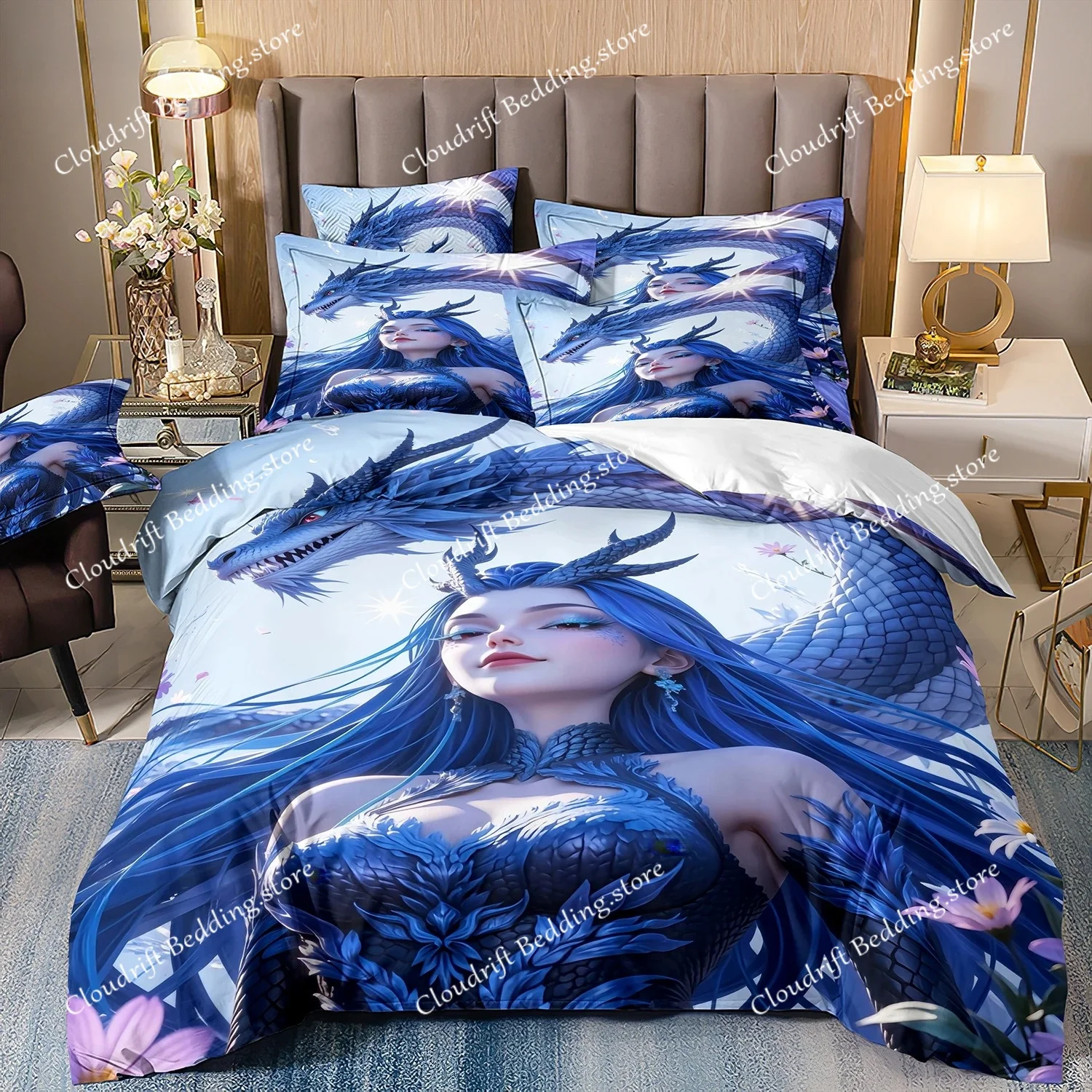 

2025 Chinese animation Nezha quilt cover3D printing home bedding comforter set 3 pcs adult comforter set children's quilt cover
