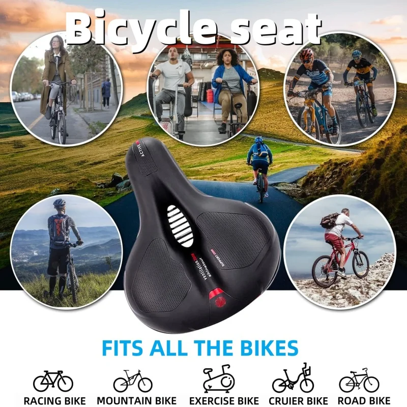

Comfortable men's hollow bicycle saddle mtb road bicycle vibration absorption big butt seat lightweight safety area large