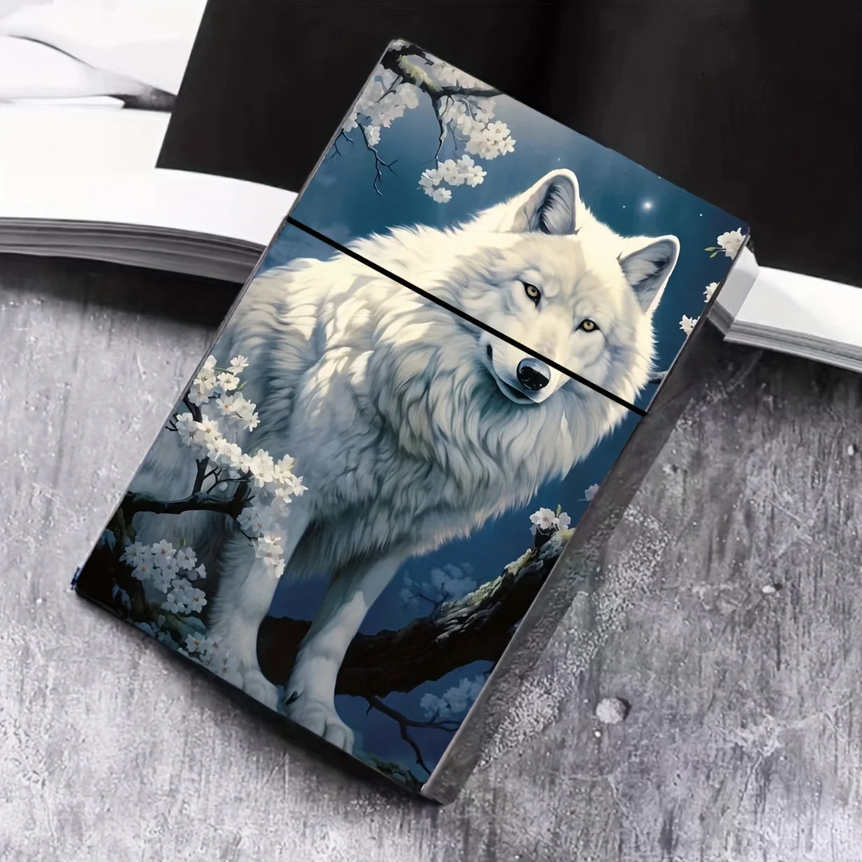 Wolf Art Flip Top Cigarette Case - Durable Plastic Cigarette Holder for 84mm Size