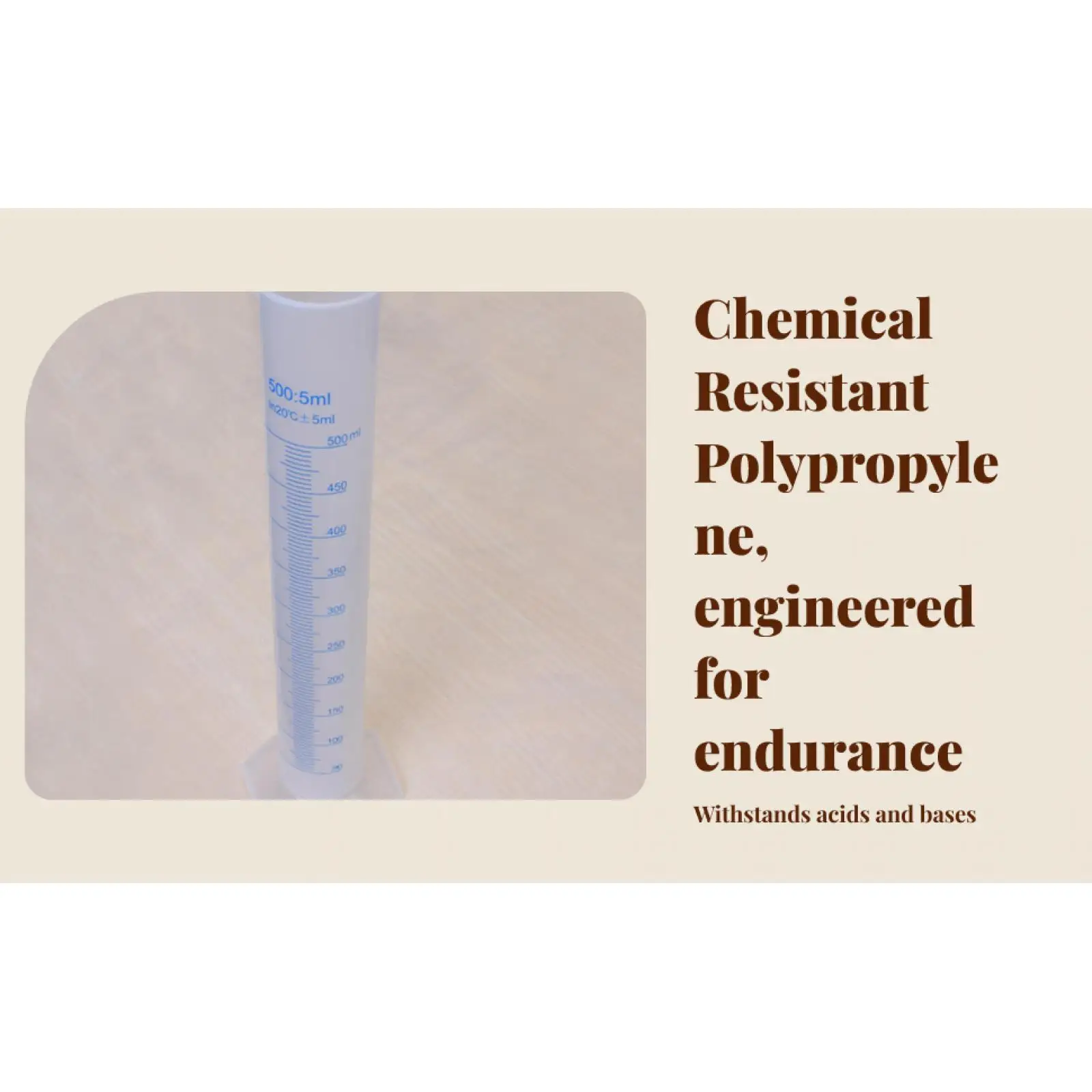 Plastic Graduated Cylinder Stable Pentagonal Base 500ml Easy Pour Laboratory Cylinder for Scientific Research