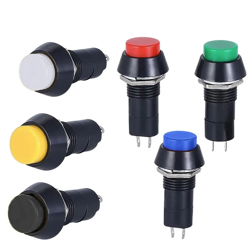 1PC PBS-11A PBS-11B 12mm self-locking Self-Recovery Plastic Push Button Switch momentary 3A 250V AC 2PIN 6Color