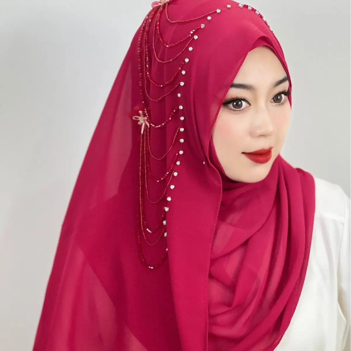 

Summer Women Muslim Plain Diamonds Long Scarf Wrap Islamic Arab Hijab Shawls Malaysia Headband Headscarf Scarves 168*69CM