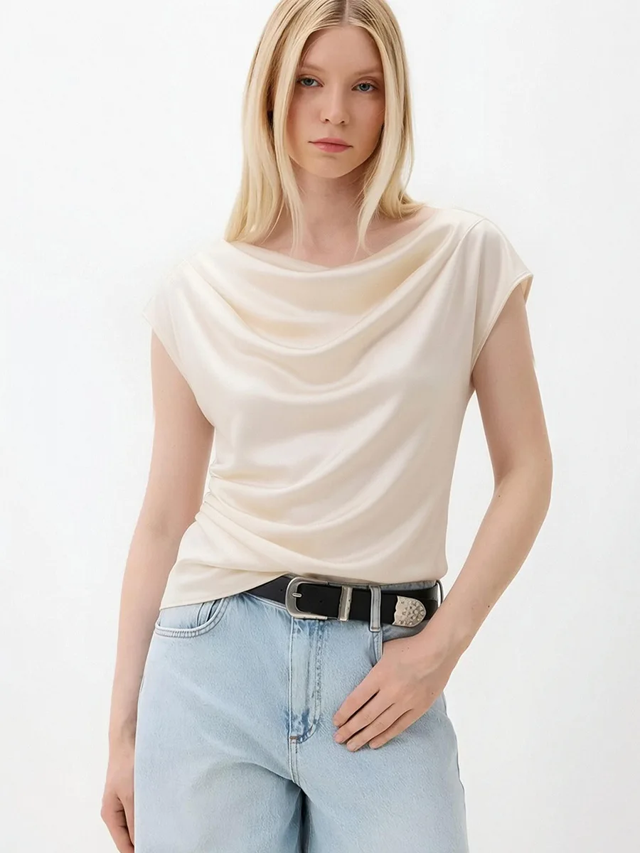 Female Clothing Satin Shirt 2026 Summer French Style High-End Slimming Shirt for Women