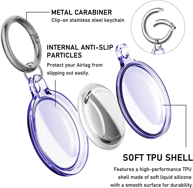 Waterproof Anti-lost Keychain Holder Transparent TPU Case For Apple Airtag Dog Cat Pet Collar Keys Tracker Protective Full Cover