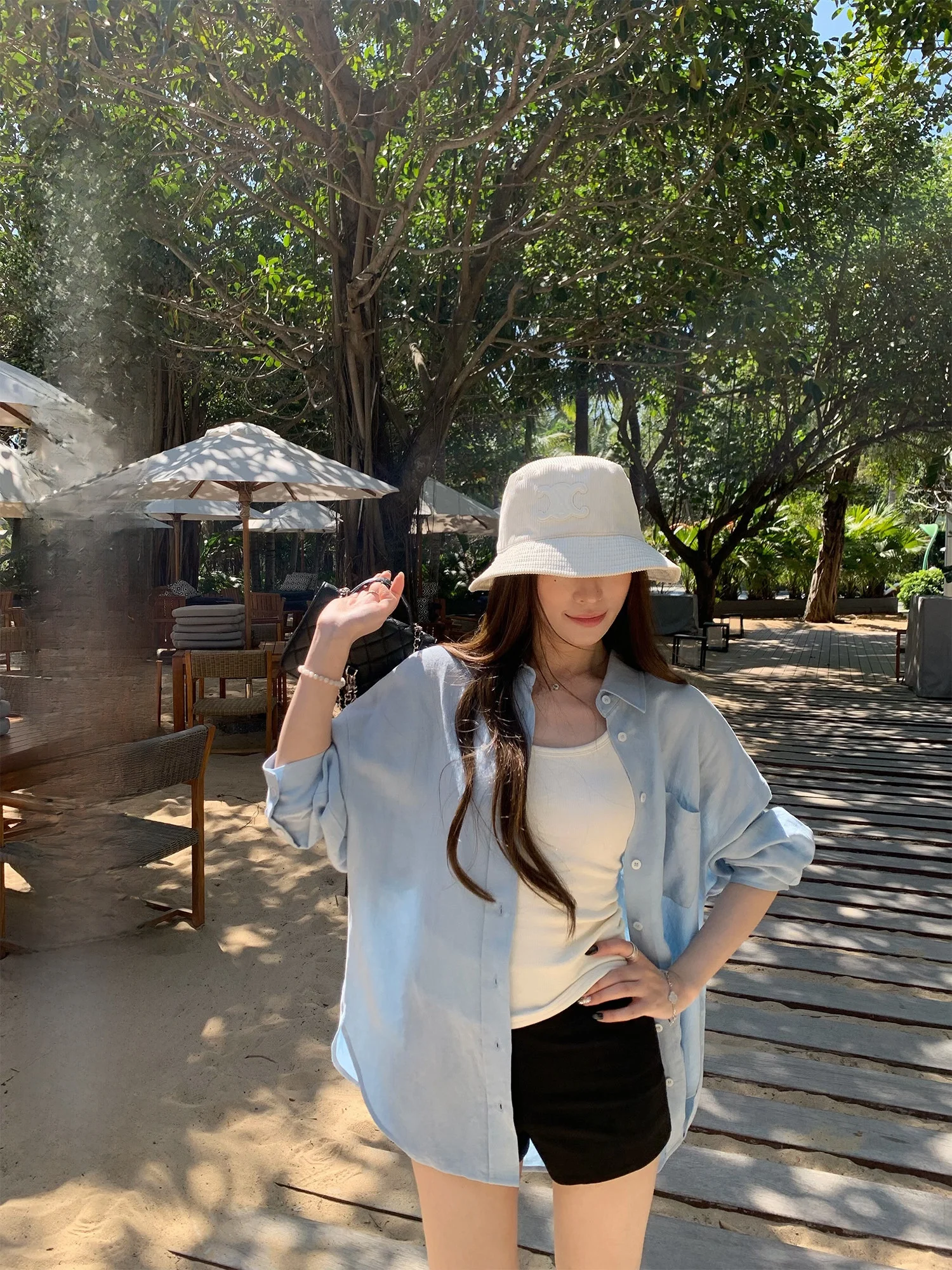 

Hhyii Casual Style Women's Long Sleeve Linen Sun Protection Shirt Spring Korean Loose Fit Slimming Casual Top