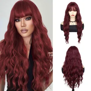 

Синтетический длинный волнистый парик цвета каштан, 28 дюймов, для женщин, для ежедневного использования, вечеринок и косплея, имитирующий натуральную прическу