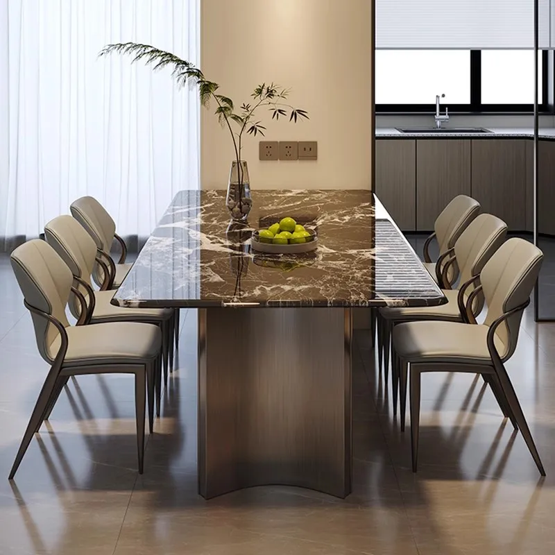 # L  Mesa Rectangular Mid  Italian Marble Dining Tabl Century Interior Eettafel Home Elegant Luxury Minimalist Design