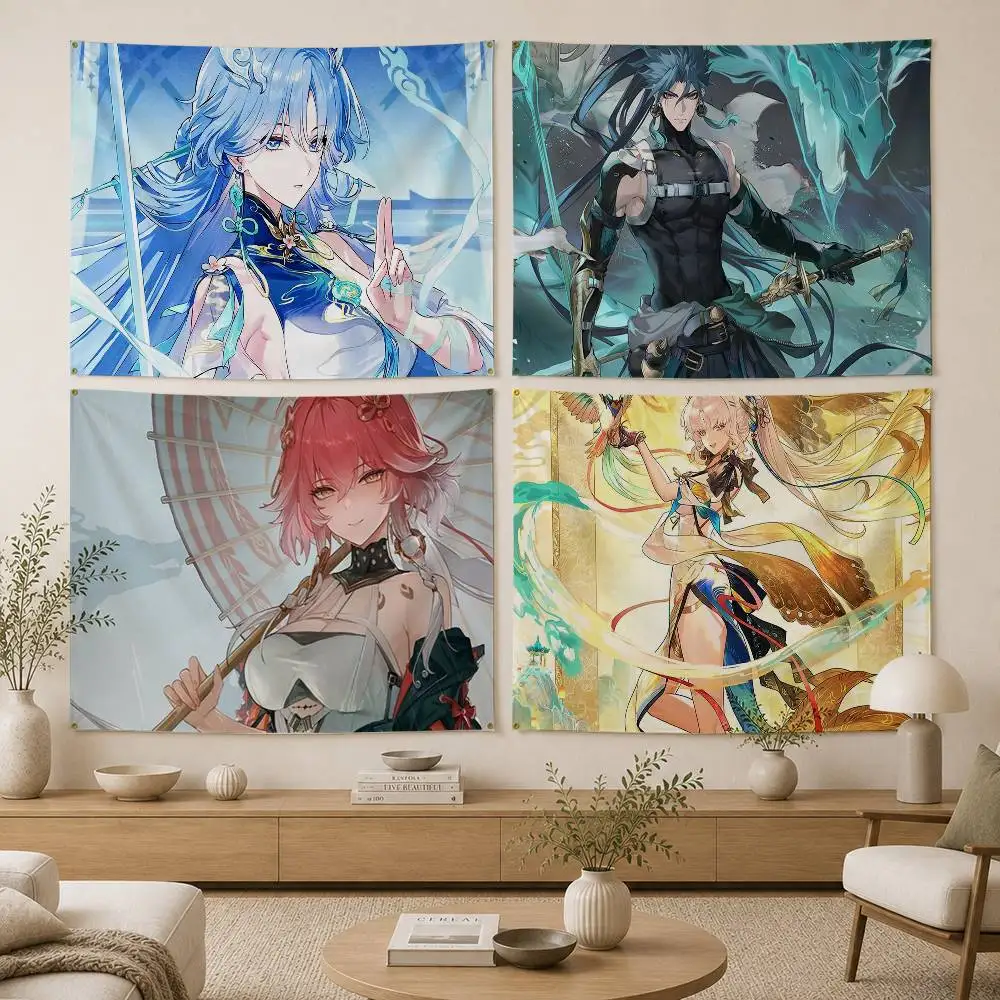 Wuthering Waves WuWa Game Flag Digital Printing Banner for Garage Wall Out Door Decoration