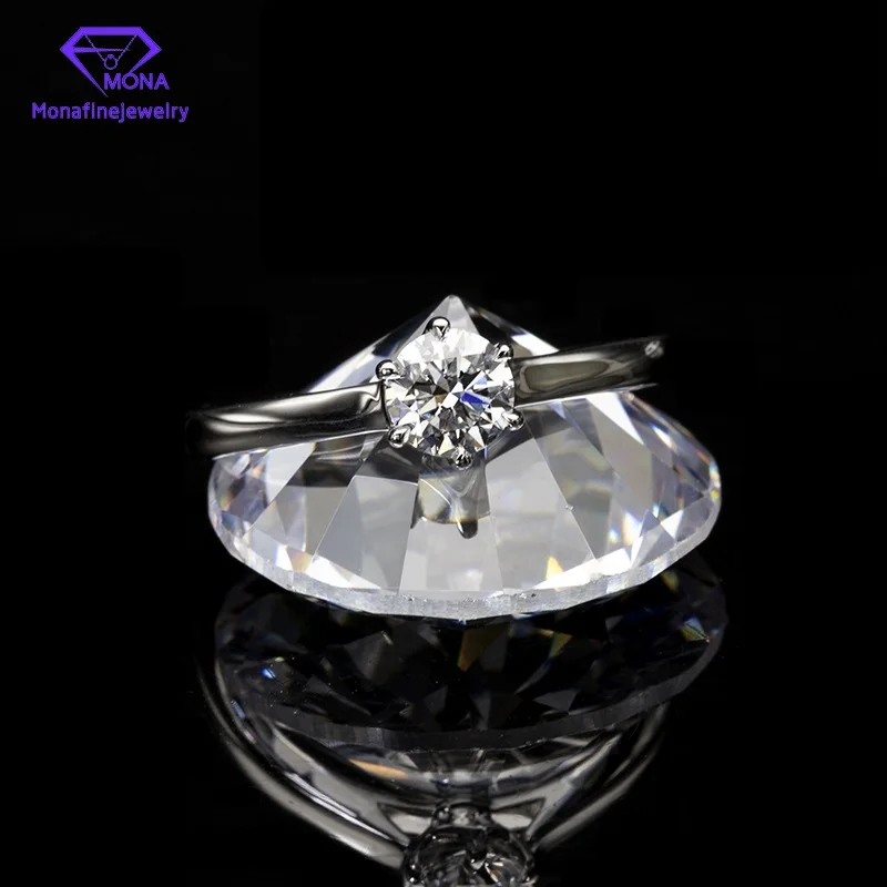 

Elegant High Grade 5.7mm 14K Gold Moissanite Ring Passed Diamond Test Round Cut D Color VVS Jewelry