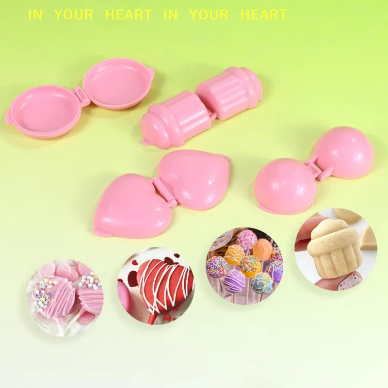 4pcs/set Round/Heart/Cone/Cupcake Lollipop Mold Plastic Cookies Cakepop Mould DIY Fondant Cake Decorating Tools Baking Supplies
