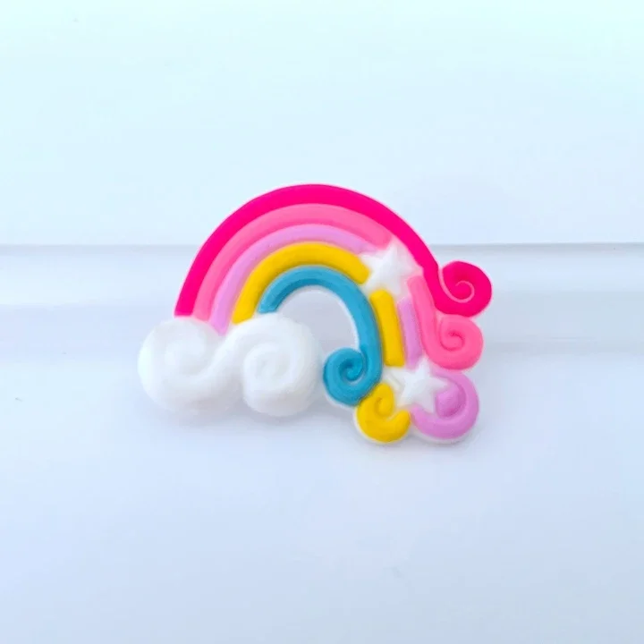 30Pcs/lots Cute Rainbow Unicorn Ice Cream Rubber Flatback Supplies DIY Hair Bows Center Jewelry Making Phone Shell Accessories