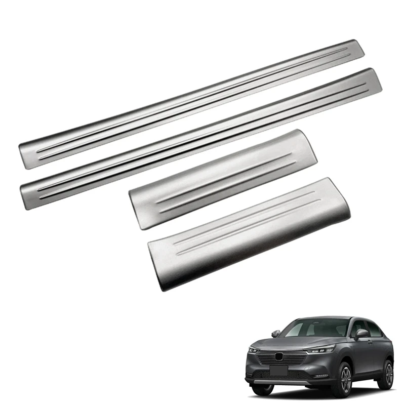 For Honda Vezel HR-V HRV 2021 2022 Stainless Steel Front Rear Inner Door Sill Pedal Scuff Plate Cover Trim 4Pcs