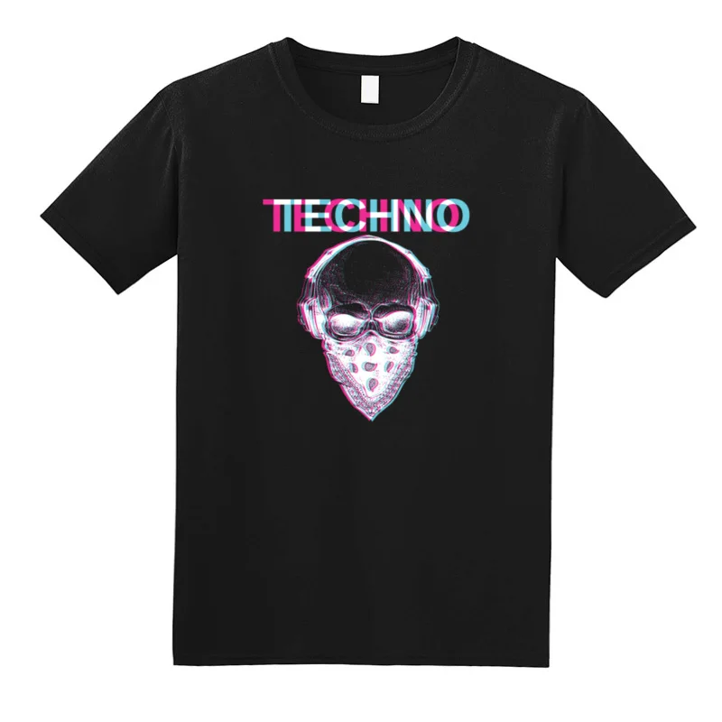 2025 نموذج جديد Vaporwave الجمجمة تكنو محب تي شيرت الجمالية الجمجمة المائية الفضاء الجمجمة مضحك التي شيرت للرجال Camisa