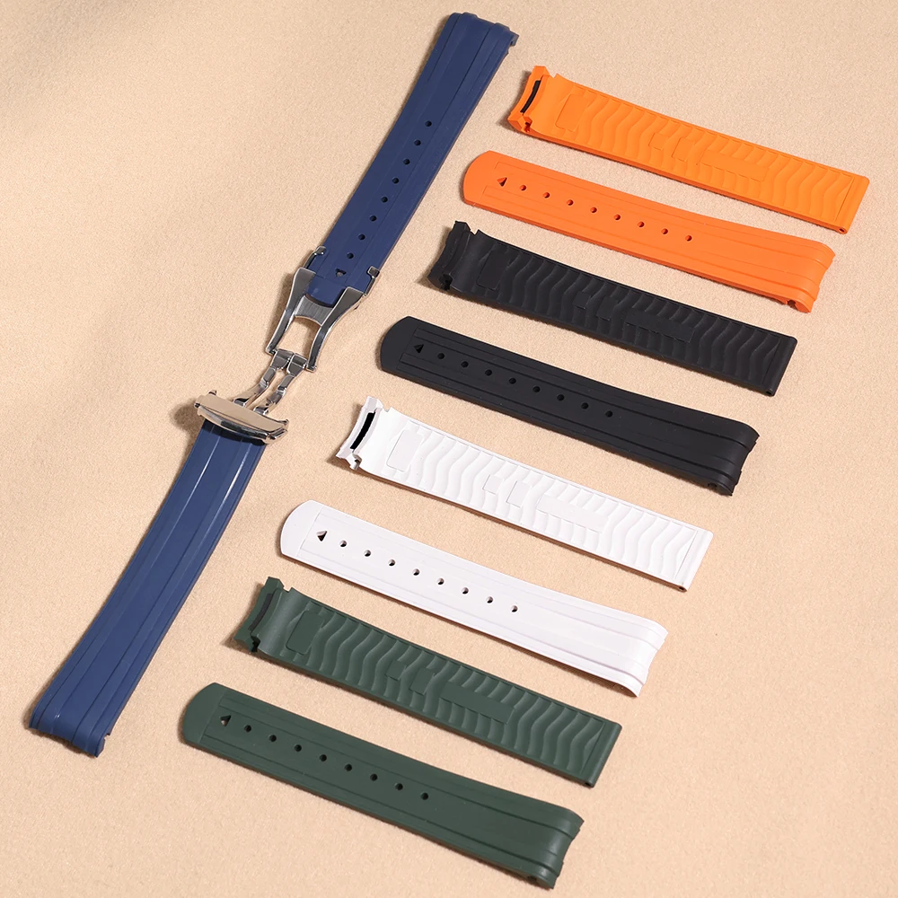 1:1 استنساخ صالح ل 42 مللي متر الهاتفي أوميغا ساماستر 300 FKM حزام ساعة مطاطي خيارات مرنة منحني نهاية حزام (استيك) ساعة مع صندوق هدية