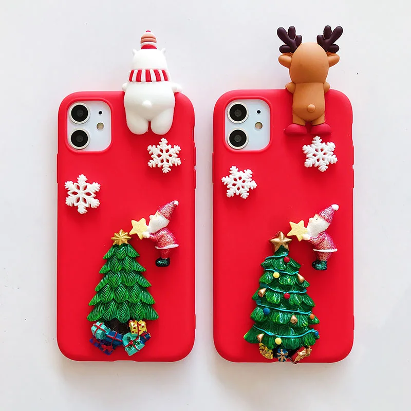 Christmas Tree Bear 3D Reindeer Case For Samsung Galaxy S24 S22 S23 Ultra S21 FE S20 Plus S10 Note 10 Lite 20 Ultra Tpu Cover