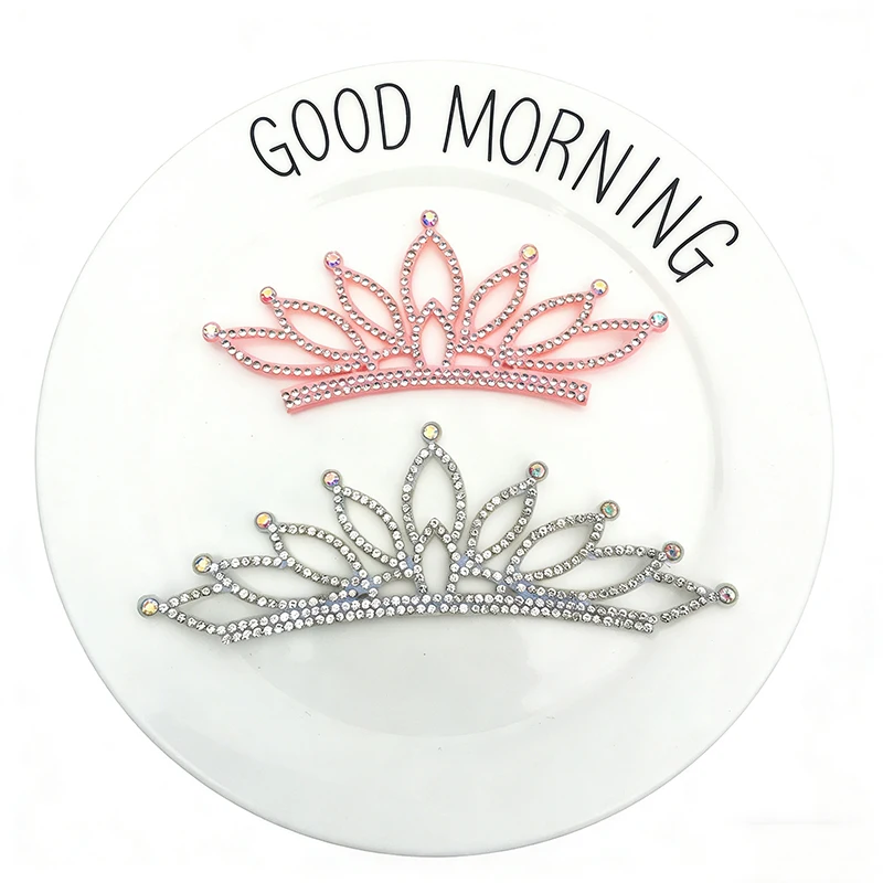 10Pcs/Lot Felt back side Diamond Crown Patches Appliques for DIY headband Headband jewelry Material And  Hair Clip Accessories