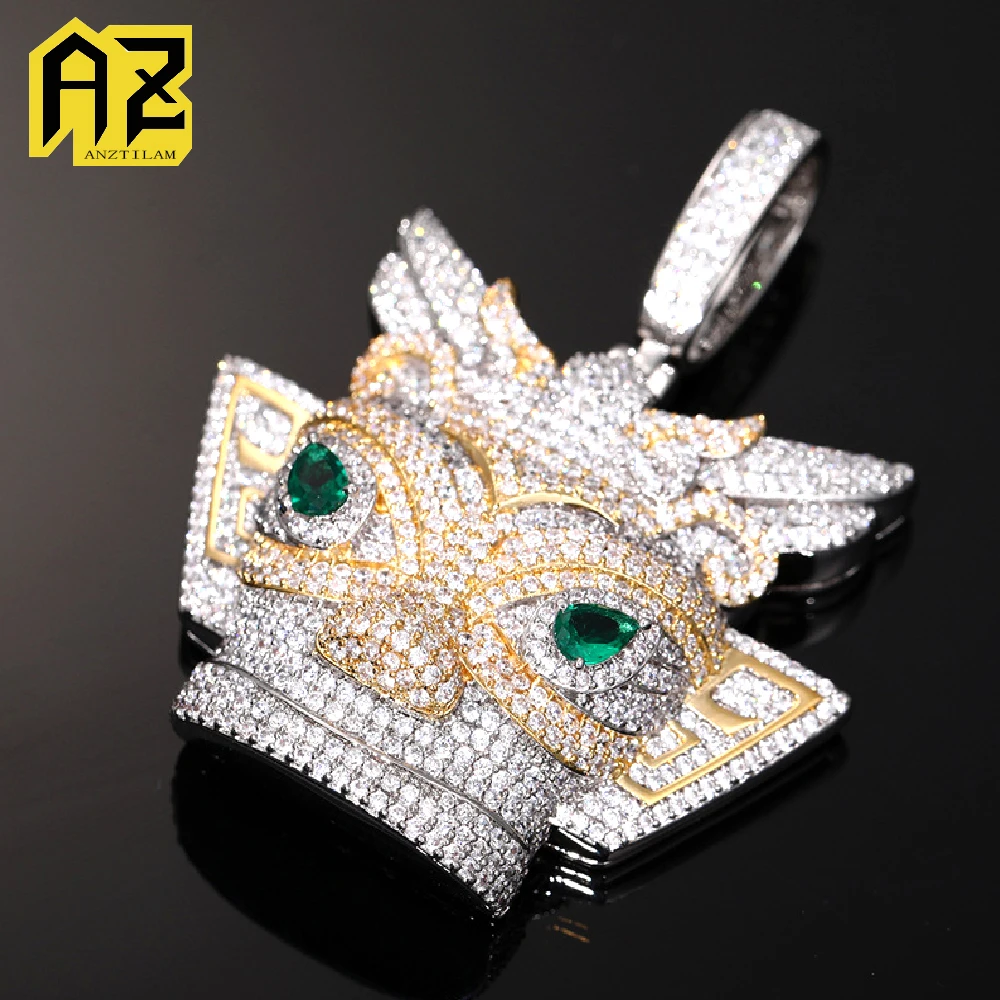 

Anztilam Face Iced Out Подвеска с длинной звеньевой веревочной цепочкой Ожерелья для женщин и мужчин Латунь Панк Хип-хоп Ювелирные изделия Бесплатная доставка