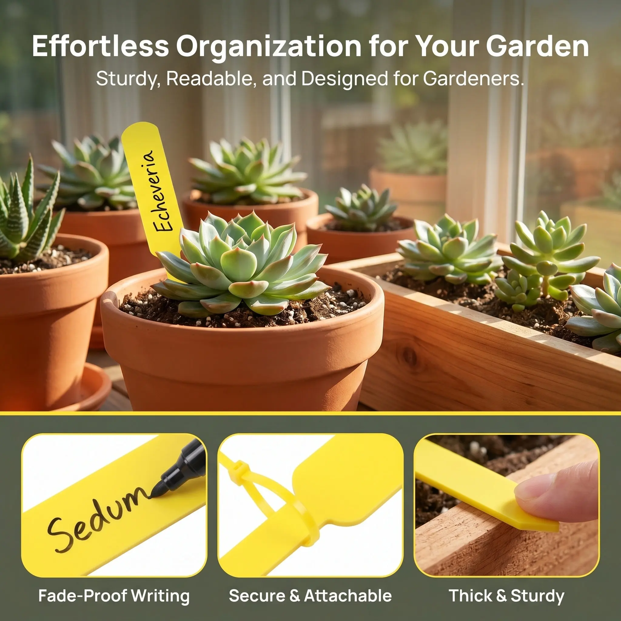 Plastic Plant Labels Yellow Outdoor Waterproof Garden Marker Nursery Plant Seed Tag Blank Identification Flower Pot Label