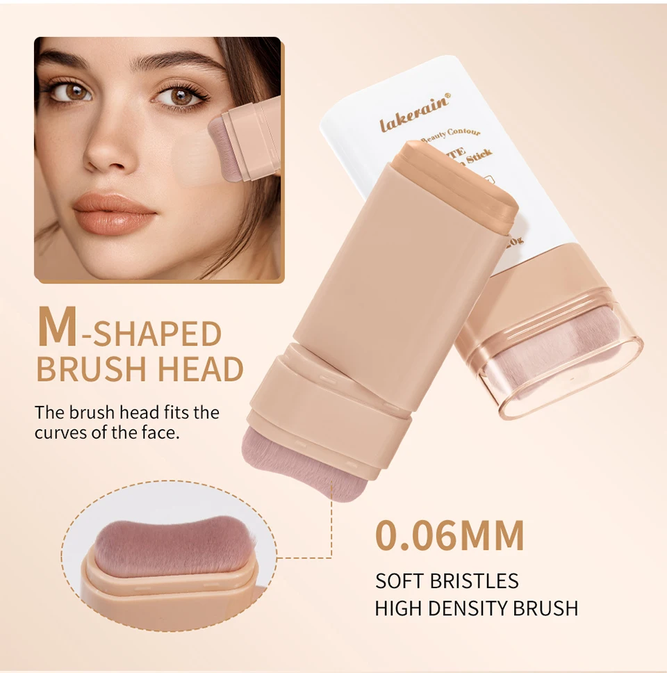 

Multi-Use Matte Foundation Stick Skin Tint With M-shaped Brush Waterproof Thin High Cover Blemishes Face Makeup
