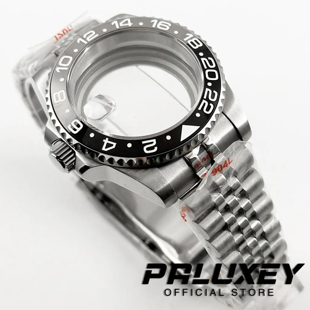 Высококачественный 40 мм водостойкий черный серый цвет GMT подходит для NH34 NH35 NH36 ETA2824 движение фонарь фонарик скользящая застежка