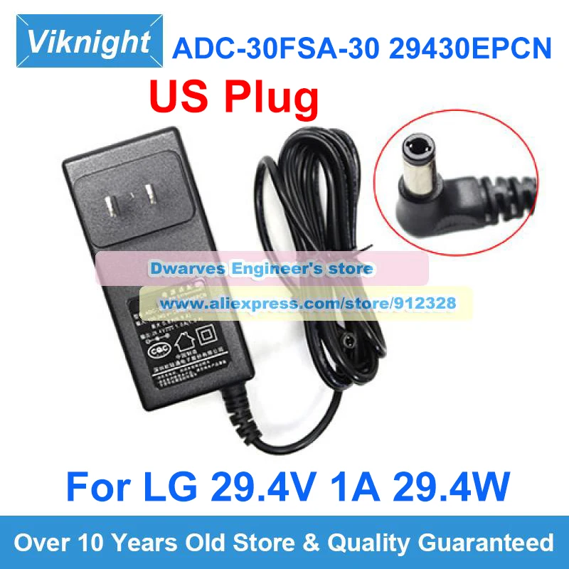 29.4V 1A US Plug ADC-30FSA-30 AC Adapter ADC-30FSA-30 29430EPCN for LG CordZero A9 A9-LITE A9K-ULTRA A9K-PRO A9K-CORE A929KVM