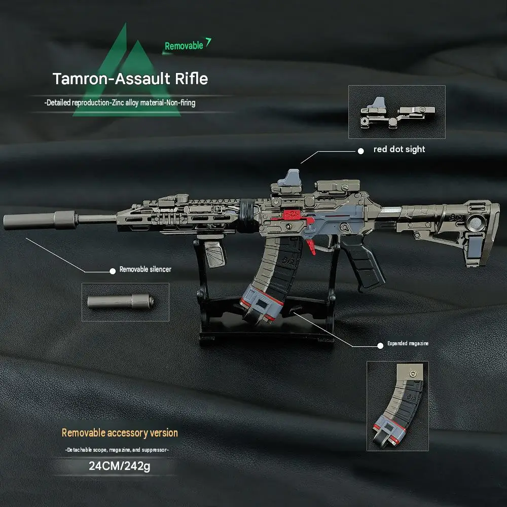 24CM Tactical Rifle Model Zinc Alloy Metal Collectible Miniature Gun Display with Detachable Parts Assembly Design Delta Force view 2