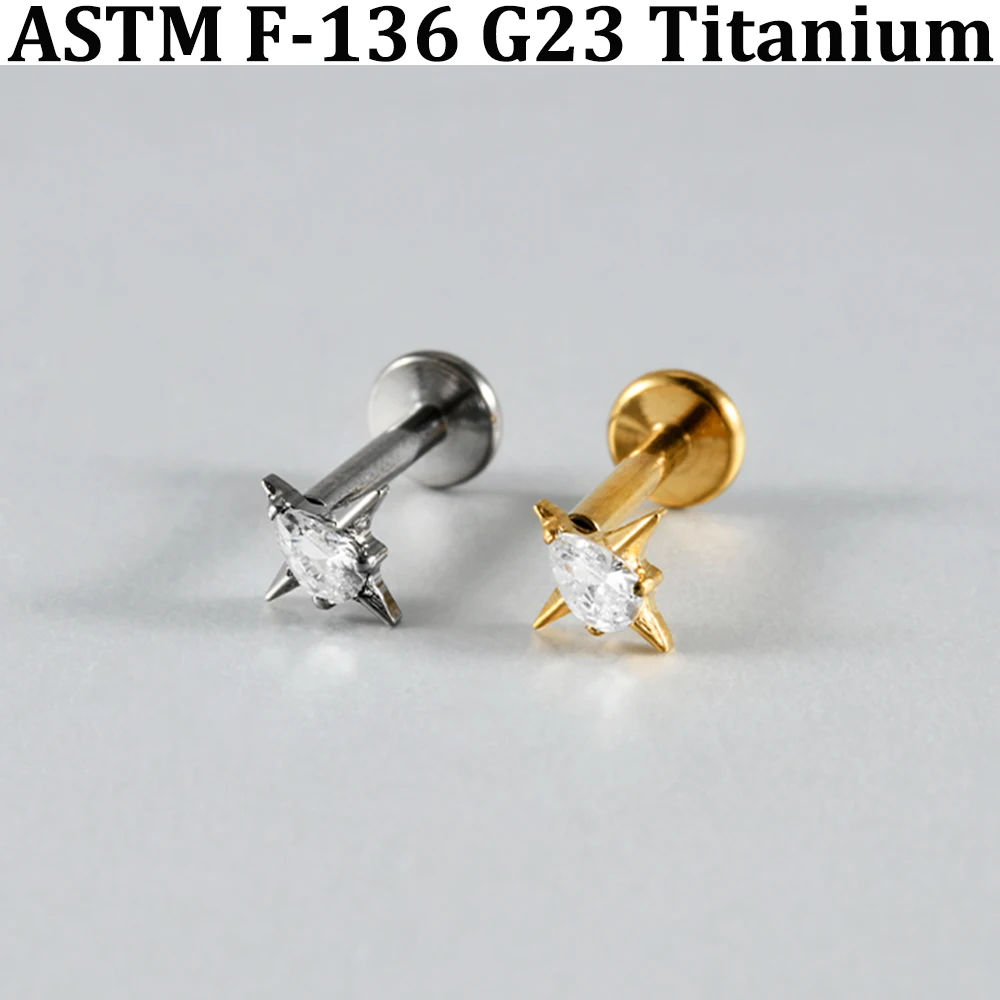 1 Stück Silber- und Goldplattierter Lippen- und Nasenpiercing aus G23 Titanlegierung mit Innenschraube für Ohrknorpel, Tragus, Conch und Rook – Detail 9