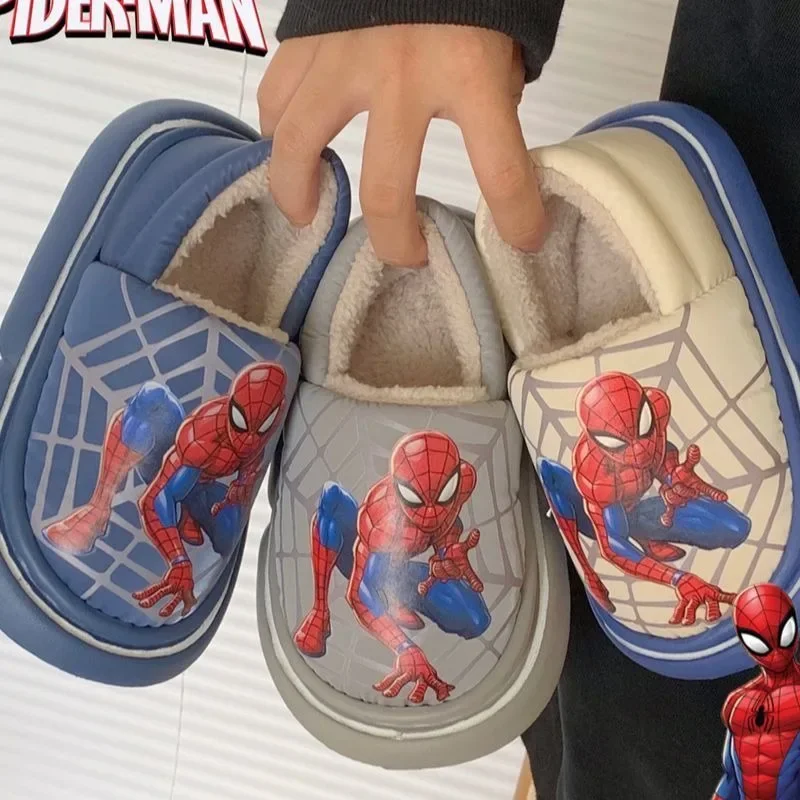 Marvel Spider-Man Cartoon All-Inclusive Cotton Shoes Personalized Boys Home Warm Anti-Slip Plus Velvet Cotton Slippers Wholesale