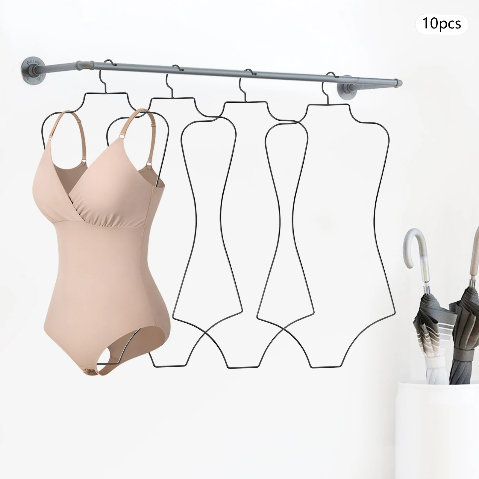 

Набор из 10 вешалок для купальника и боди с плоской талией, тонкие вешалки для манекенов для бутика, черная вешалка для одежды