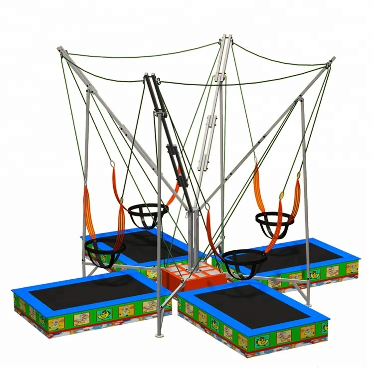 4-Player Bungee Jumping Trampoline with Timer for Kids & Adults