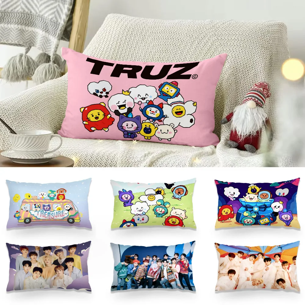 Hot K-pop Pillow Covers Cartoon Sofa Decorative Home Double-sided Printing Short Plush Cushion T-TruzS T-TreasureS Cover Gift