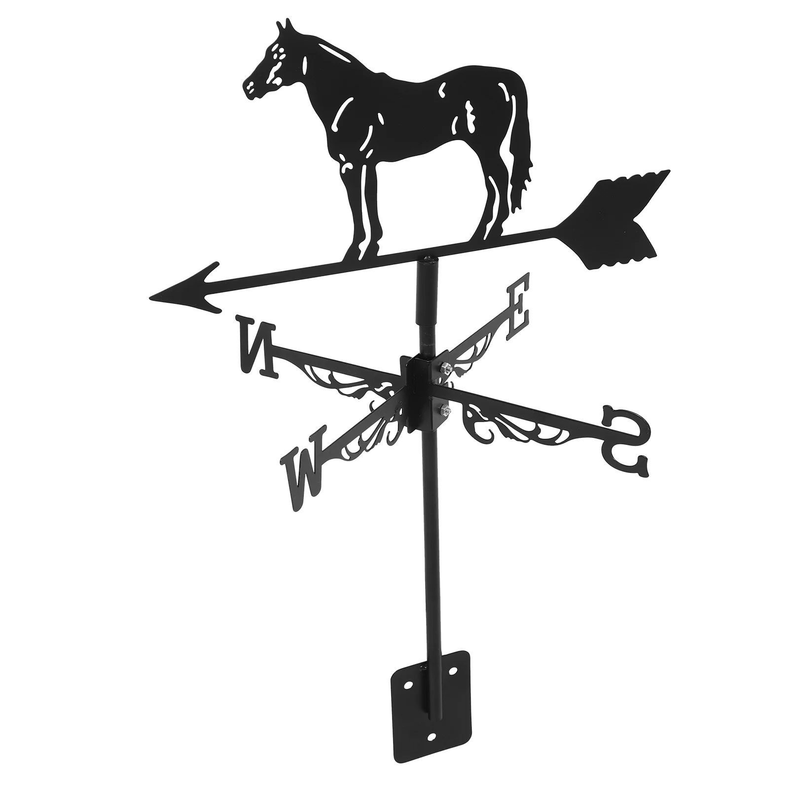 

Horse Weather Vane for Roof Ground Weathervane Outdoor Decor Wind Direction Indicator Black