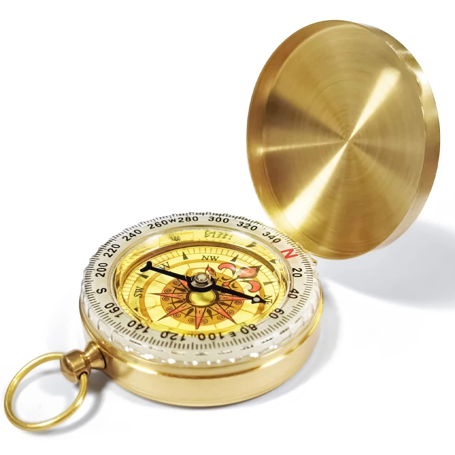 Compass Hiking Backpacking Camping Boating Survival Compass,Metal Pocket Watch Style Compass for Scout Activities Hiker Camper